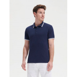 Рубашка поло мужская Pasadena Men 200 с контрастной отделкой, зеленая с белым