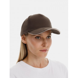 Бейсболка Long Beach, коричневая с бежевым