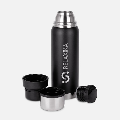 Термос Relaxika 750 со стикерпаком, черный