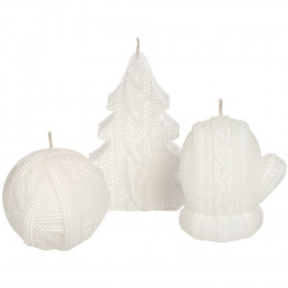 Свеча Kniteam, варежка, белая