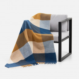 Плед Fleco, синий с коричневым