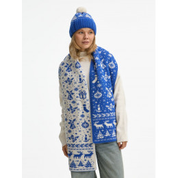 Шарф Holidale, синий с молочным