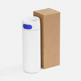 Термостакан X1 с цветной кнопкой, белый с синим