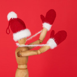 Подвеска на елку «Вьюжка», варежки, красная