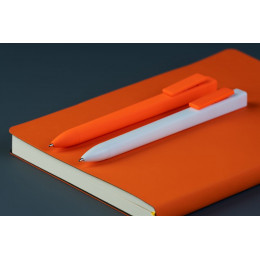 Ручка шариковая Swiper SQ, белая с неоново-оранжевым