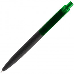 Ручка шариковая Prodir QS01 PRT-T Soft Touch, черная с зеленым