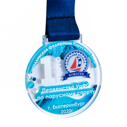 Медаль из акрила 1-слойная с УФ-печатью D-40, толщина 10 мм