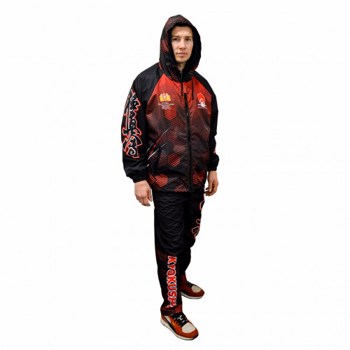 Костюм (ветровка с капюшоном и брюки, без подклада), материал: дюспо с полной запечаткой 44